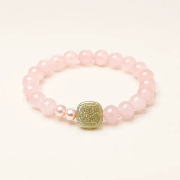 Rose Quartz & Hetian Jade Bracelet for Love & Calm