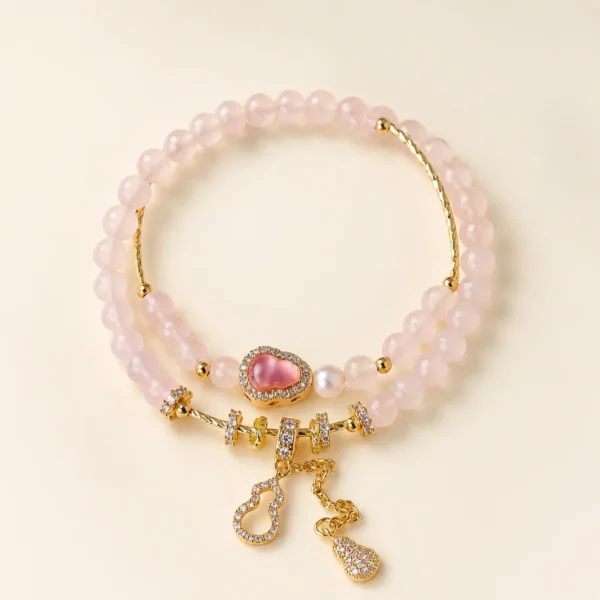 Rose Quartz Double-Wrap Bracelet for Love & Calm