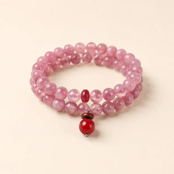 Artisan Rose Quartz Double-Wrap Bracelet for Love & Calm
