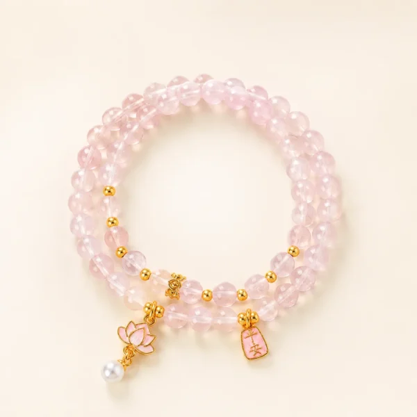 Natural Rose Quartz Double-Wrap Bracelet for Love & Calm