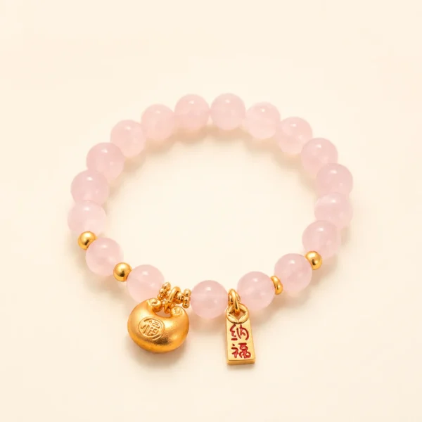 Rose Quartz Lock Bracelet for Love & Calm