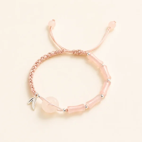 Rose Quartz Bamboo Bracelet for Love & Calm