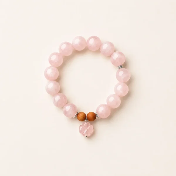 Rose Quartz Four-Leaf Clover Bracelet for Love & Calm