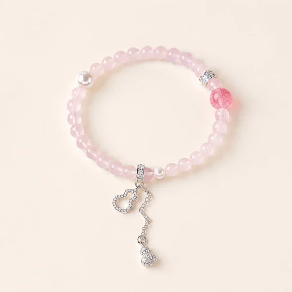 Classic Rose Quartz Gourd Bracelet for Love & Calm