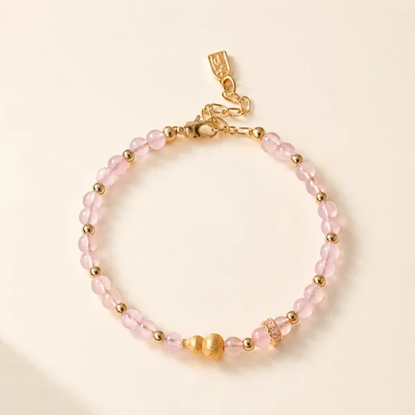 Rose Quartz Gourd Bracelet for Love & Calm