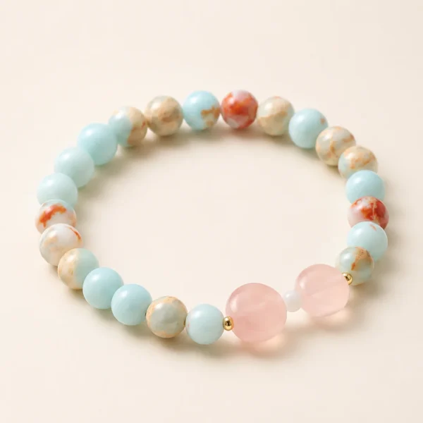 Rose Quartz Heart Bracelet for Love & Calm