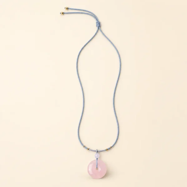 Rose Quartz Peace Buckle Necklace for Love & Calm