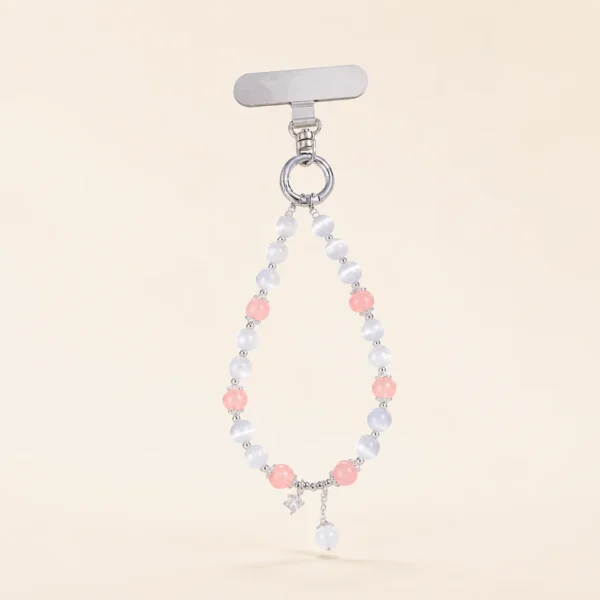 Rose Quartz & Cat's Eye Phone Charm for Love & Calm