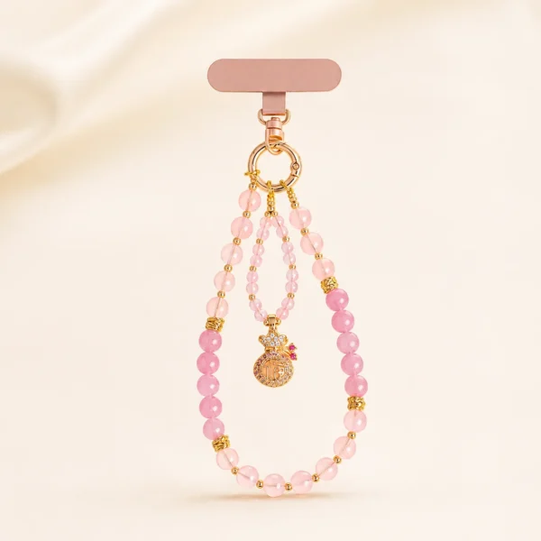Rose Quartz Blessing Phone Charm for Love & Calm