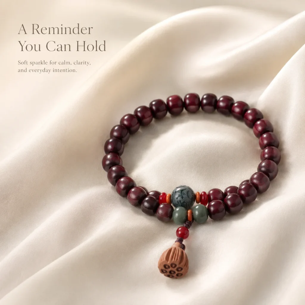 Classic Sandalwood Double-Wrap Bracelet for Calm & Grounding - Image 2