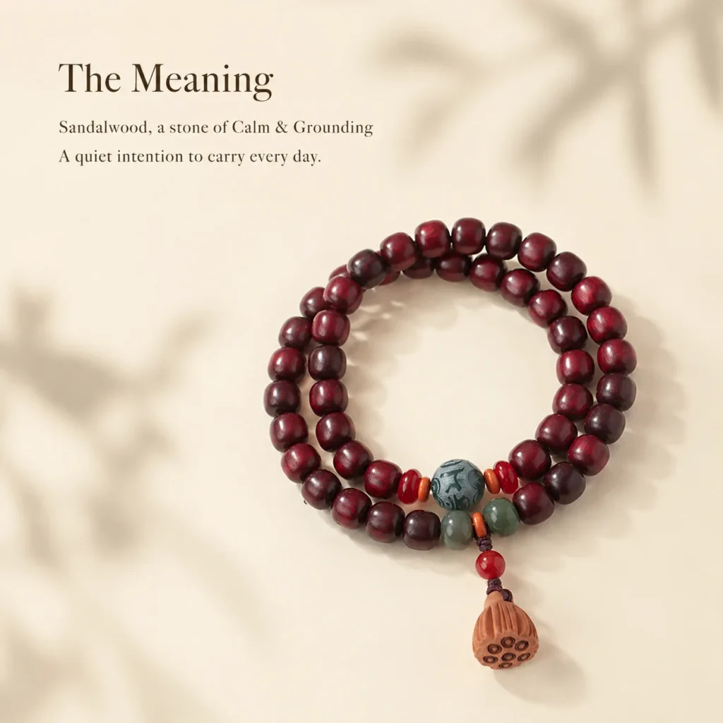 Classic Sandalwood Double-Wrap Bracelet for Calm & Grounding - Image 3
