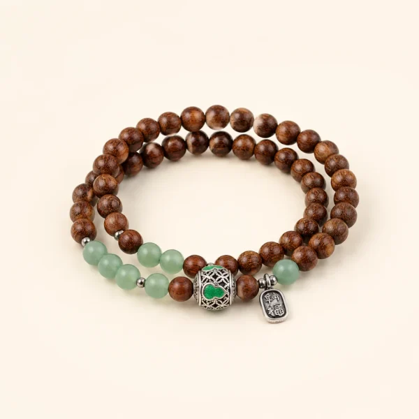 Artisan Sandalwood Double-Wrap Bracelet for Calm & Grounding