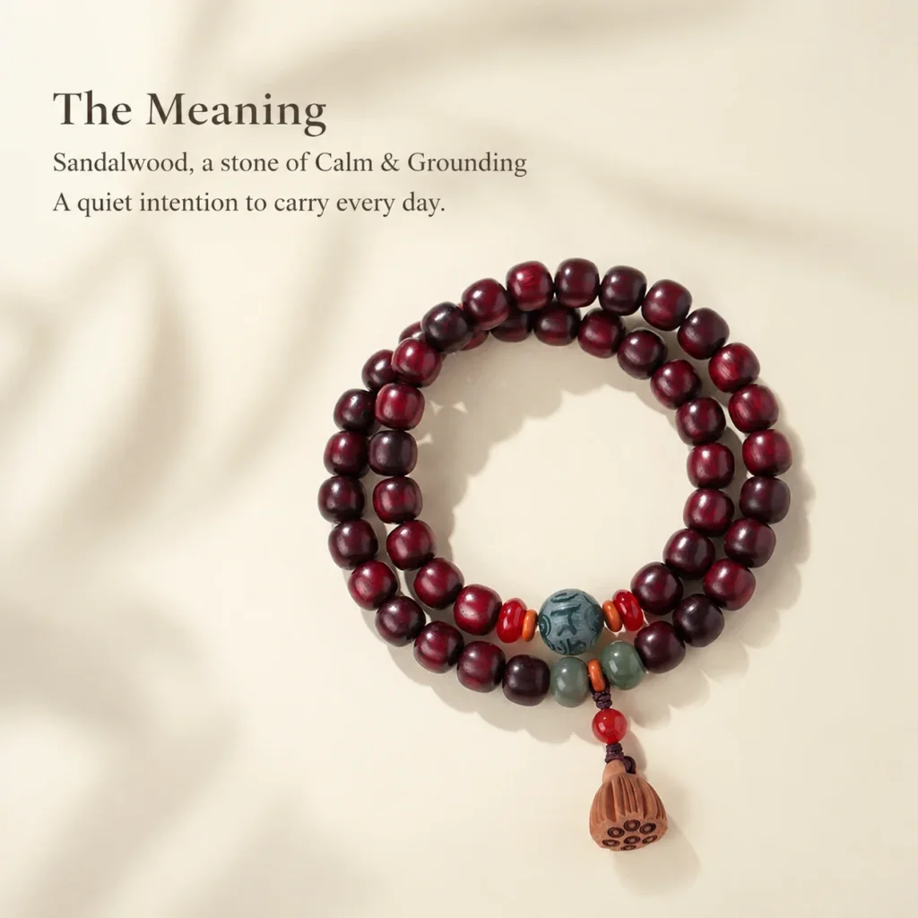 Sandalwood Double-Wrap Bracelet for Calm & Grounding - Image 3