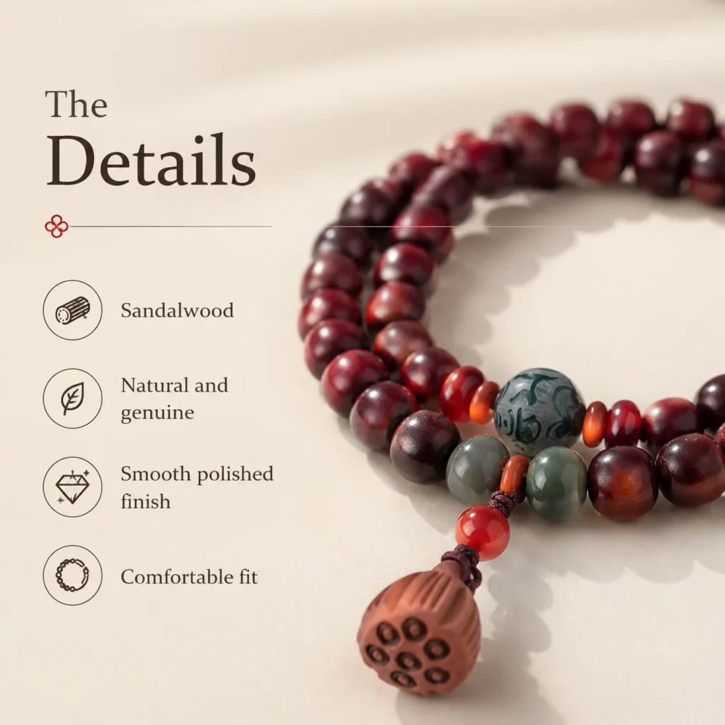 Sandalwood Double-Wrap Bracelet for Calm & Grounding - Image 4
