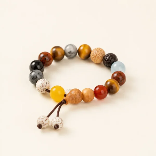 Classic Sandalwood Multi-Stone Bracelet for Calm & Grounding