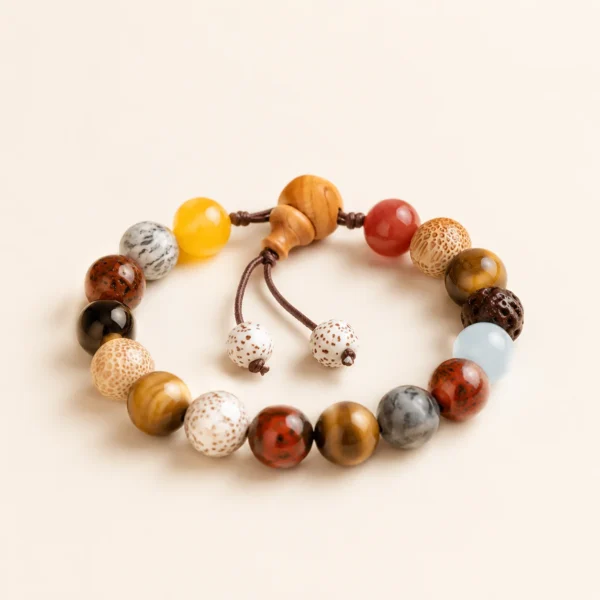 Sandalwood Multi-Stone Bracelet for Calm & Grounding
