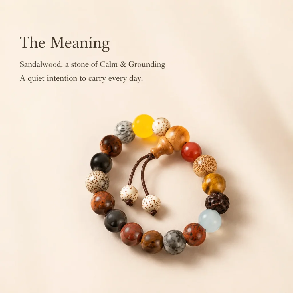 Sandalwood Multi-Stone Bracelet for Calm & Grounding - Image 3