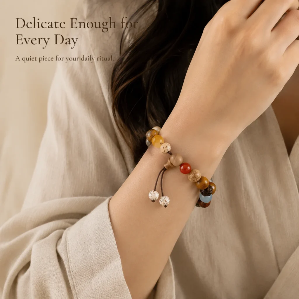 Sandalwood Multi-Stone Bracelet for Calm & Grounding - Image 5