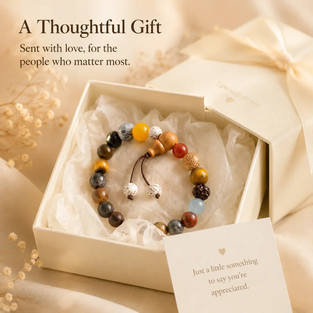 Sandalwood Multi-Stone Bracelet for Calm & Grounding - Image 6
