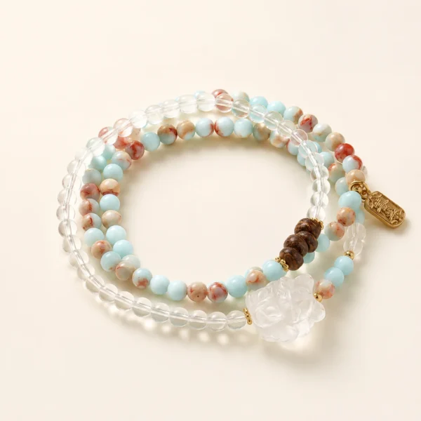 Shoushan Stone Triple-Wrap Bracelet for Grounding & Heritage