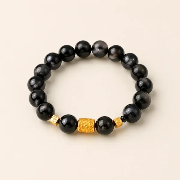 Silver Obsidian 10mm Bracelet for Protection & Calm