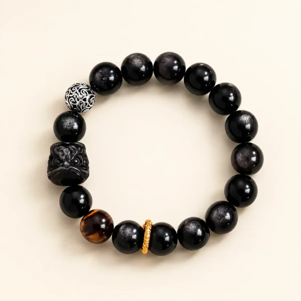 Natural Silver Obsidian Bracelet for Protection & Calm