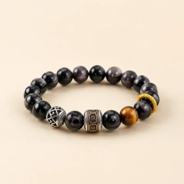 Silver Obsidian Bracelet for Protection & Calm
