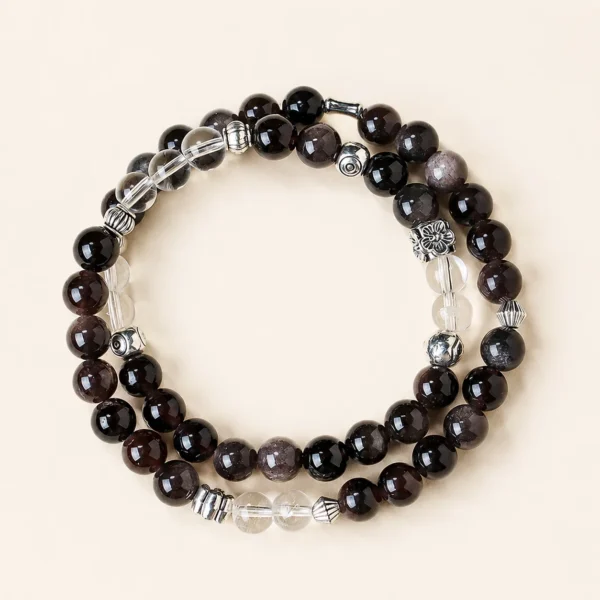 Silver Obsidian 6mm Bracelet for Protection & Calm
