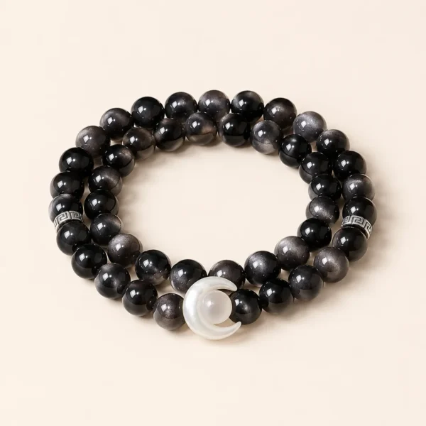 Artisan Silver Obsidian Bracelet for Protection & Calm