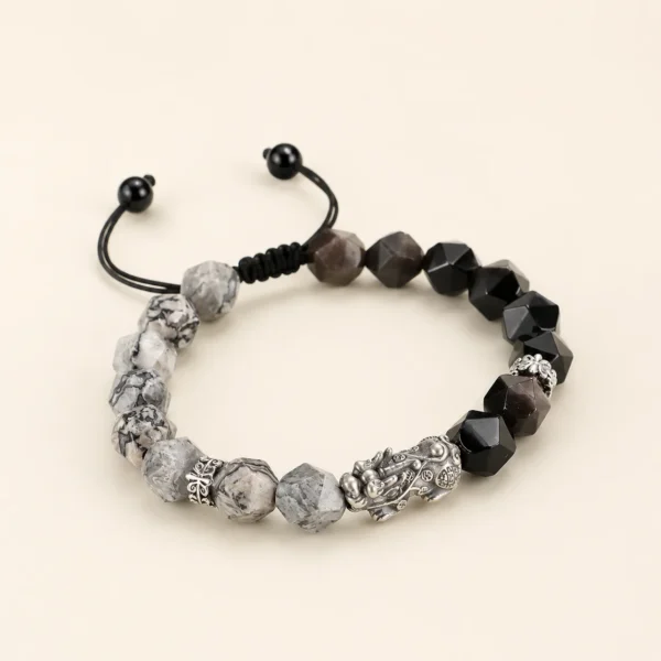 Silver Obsidian Faceted Bracelet for Protection & Calm