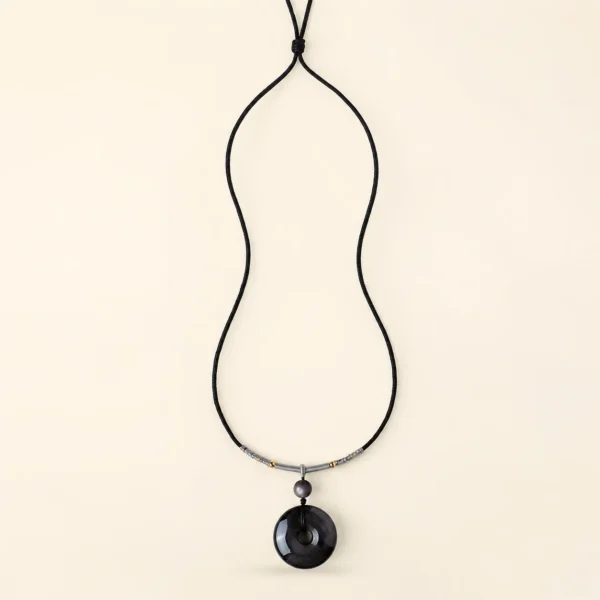 Silver Obsidian Necklace for Protection & Calm