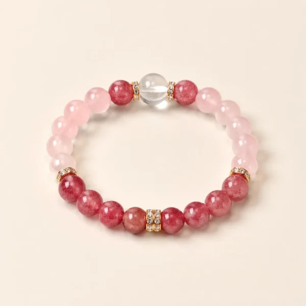 Handcrafted Strawberry Quartz 8mm Bracelet for Love & Joy