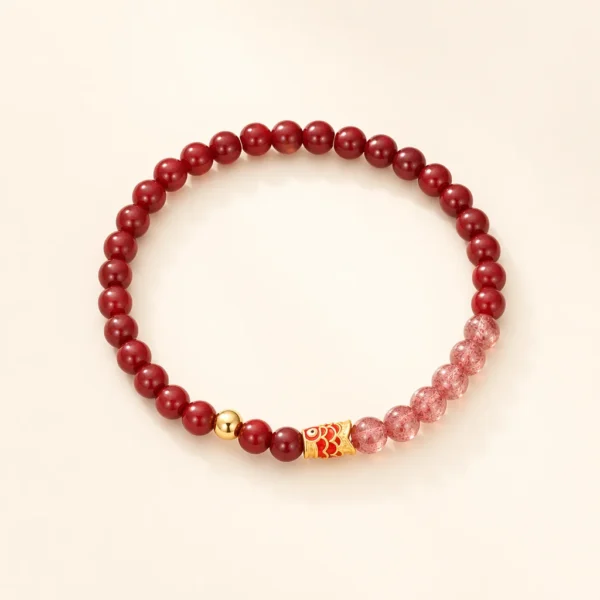 Strawberry Quartz & Purple Goldstone Bracelet for Love & Joy