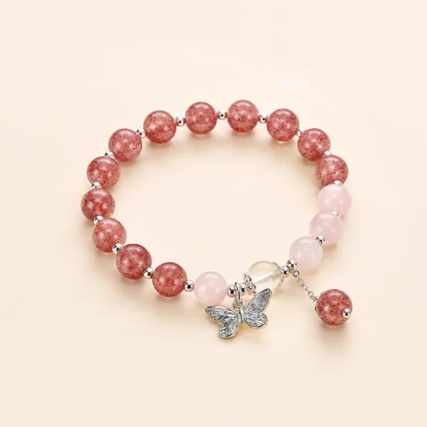 Handcrafted Strawberry Quartz Bracelet for Love & Joy