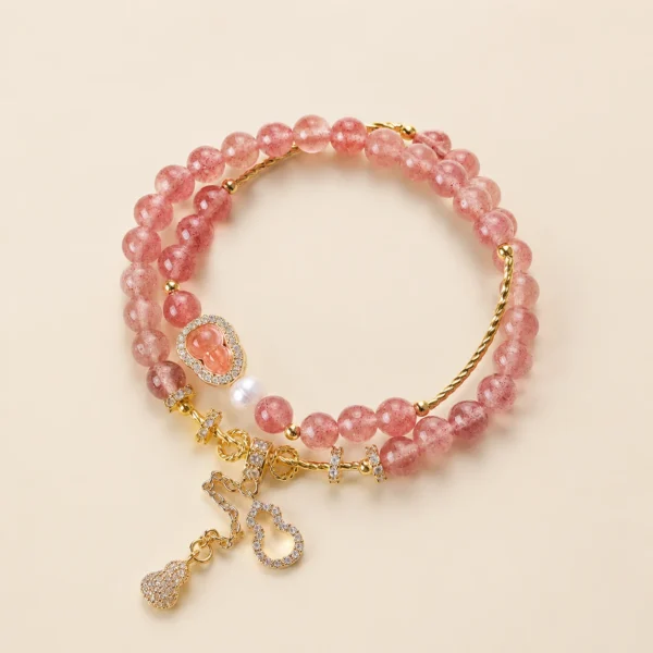 Strawberry Quartz Double-Wrap Bracelet for Love & Joy