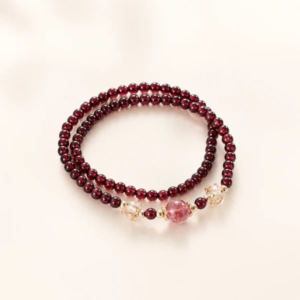Natural Strawberry Quartz & Garnet Bracelet for Love & Joy