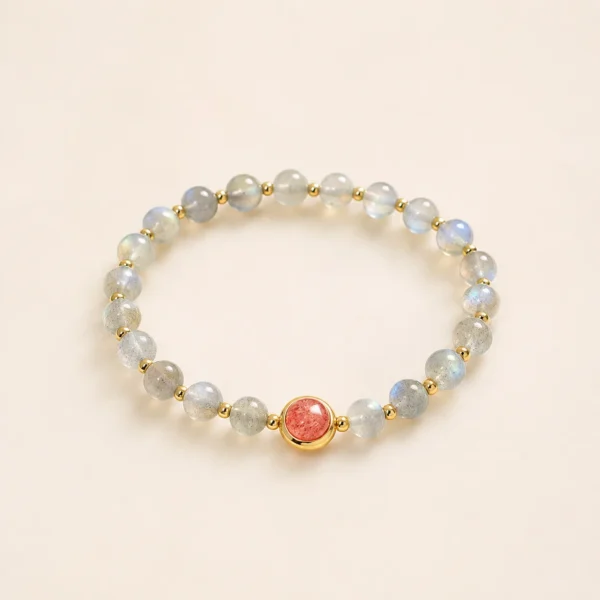 Strawberry Quartz & Moonstone Bracelet for Love & Joy