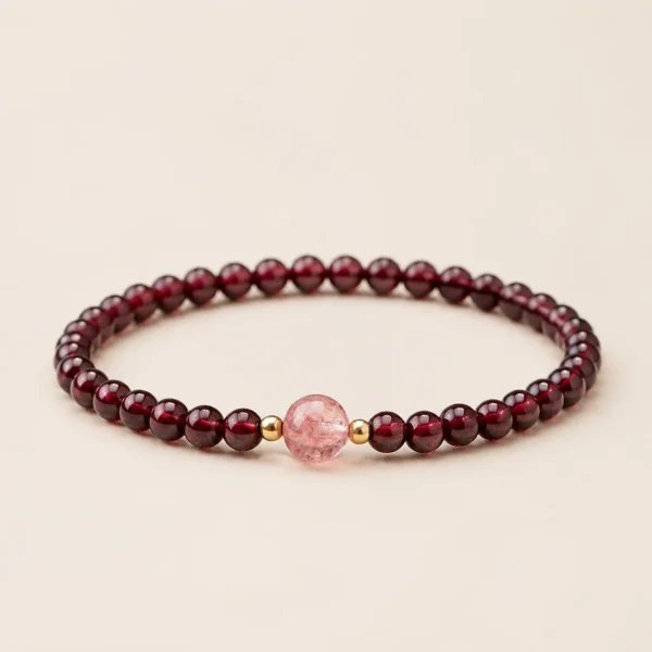 Classic Strawberry Quartz & Garnet Bracelet for Love & Joy