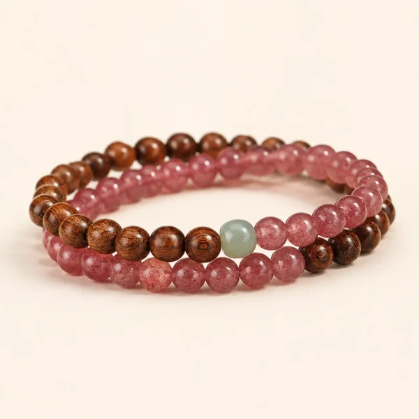 Classic Strawberry Quartz Double-Wrap Bracelet for Love & Joy