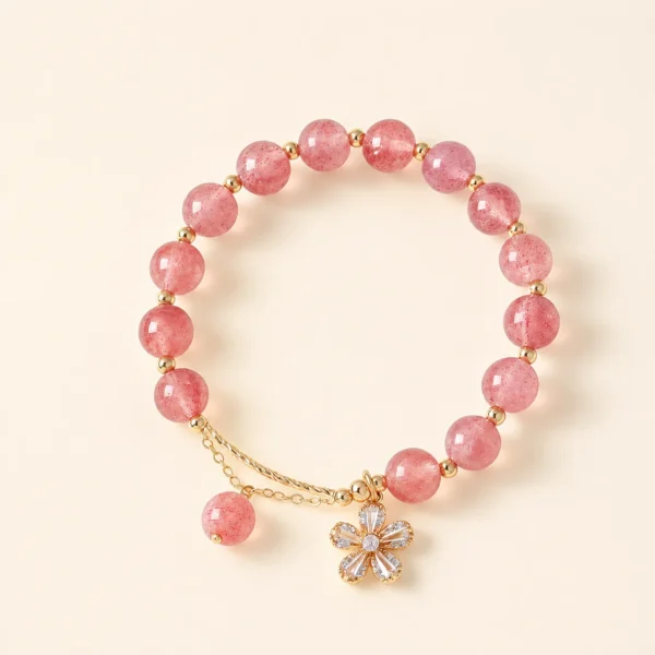 Artisan Strawberry Quartz 8mm Bracelet for Love & Joy
