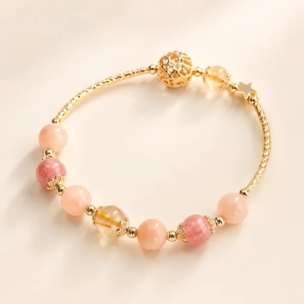 Strawberry Quartz & Sunstone Bracelet for Love & Joy