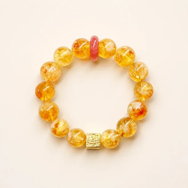 Strawberry Quartz Peace Buckle Bracelet for Love & Joy