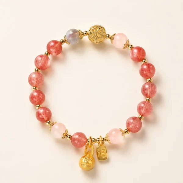 Classic Strawberry Quartz Bracelet for Love & Joy
