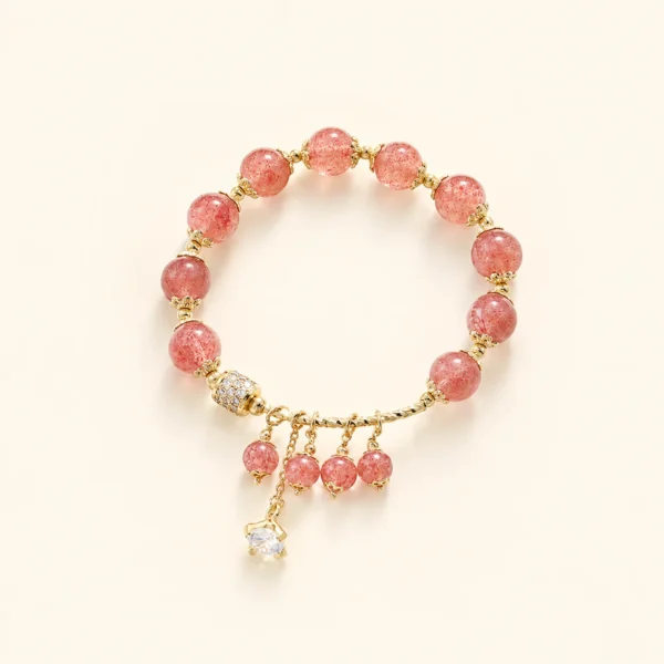 Minimalist Strawberry Quartz Bracelet for Love & Joy