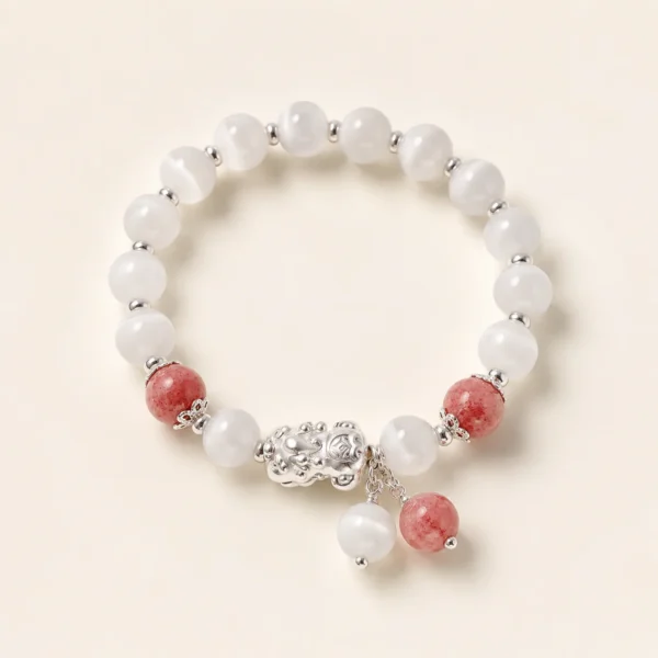 Strawberry Quartz & Cat's Eye Bracelet for Love & Joy