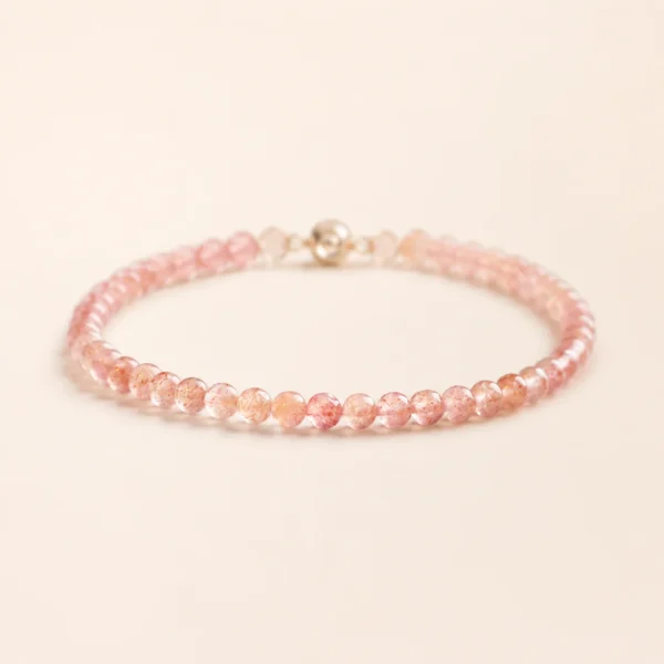 Classic Strawberry Quartz Beaded 3mm Bracelet for Love & Joy