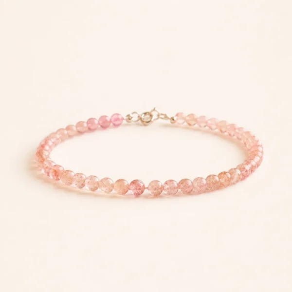 Strawberry Quartz Beaded 3mm Bracelet for Love & Joy