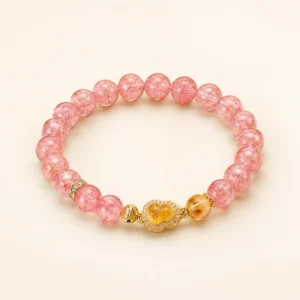 Strawberry Quartz Gourd Bracelet for Love & Joy