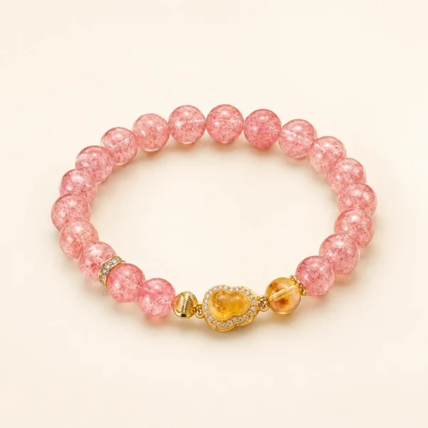 Strawberry Quartz Gourd Bracelet for Love & Joy