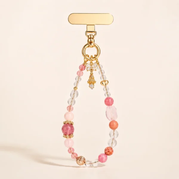 Classic Strawberry Quartz Phone Charm for Love & Joy